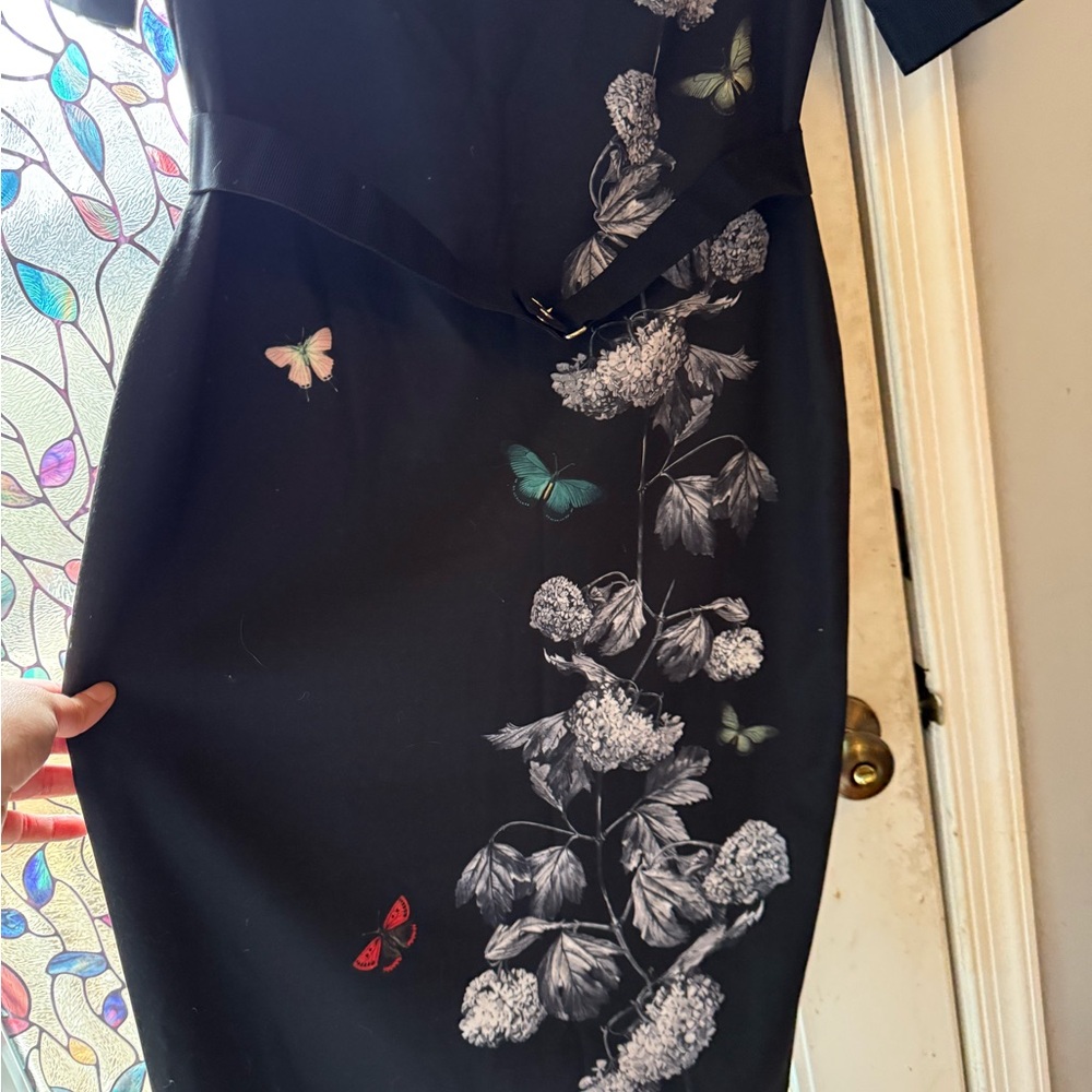 Ted Baker Black Dress with Floral and Butterfly Design - Picture 3 of 14